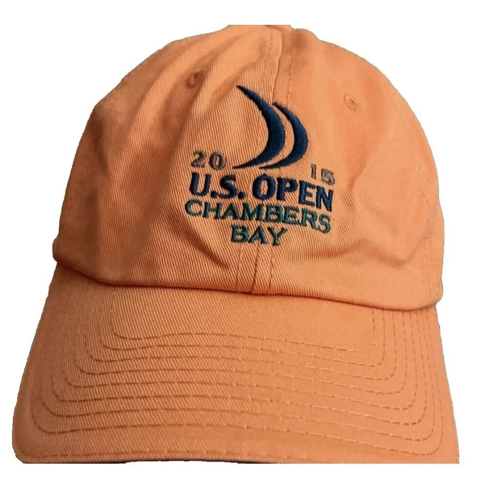 USGA Golf Cap Hat Adult OSFA Orange 2015 US Open Chambers Bay Strap Back Men’s